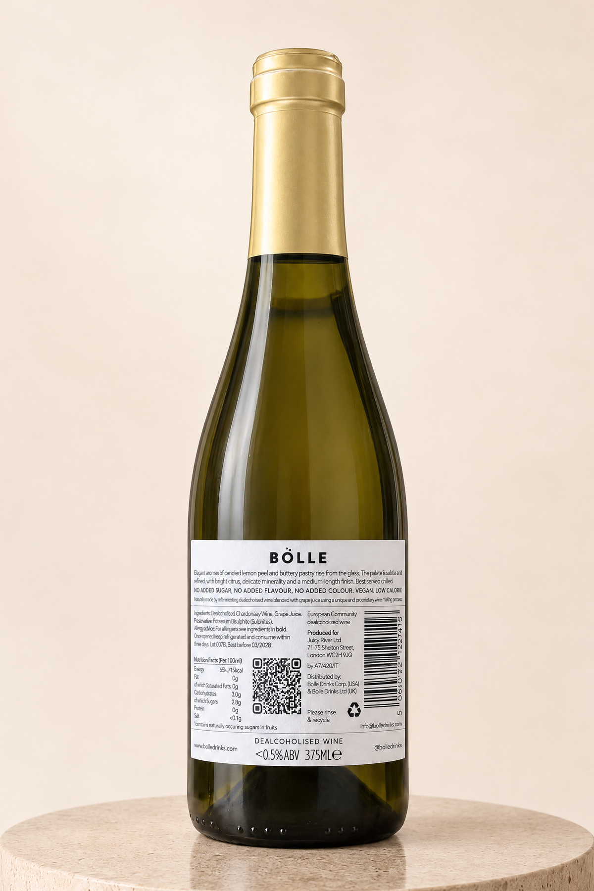 Chardonnay 375ml half bottle bottle, back label