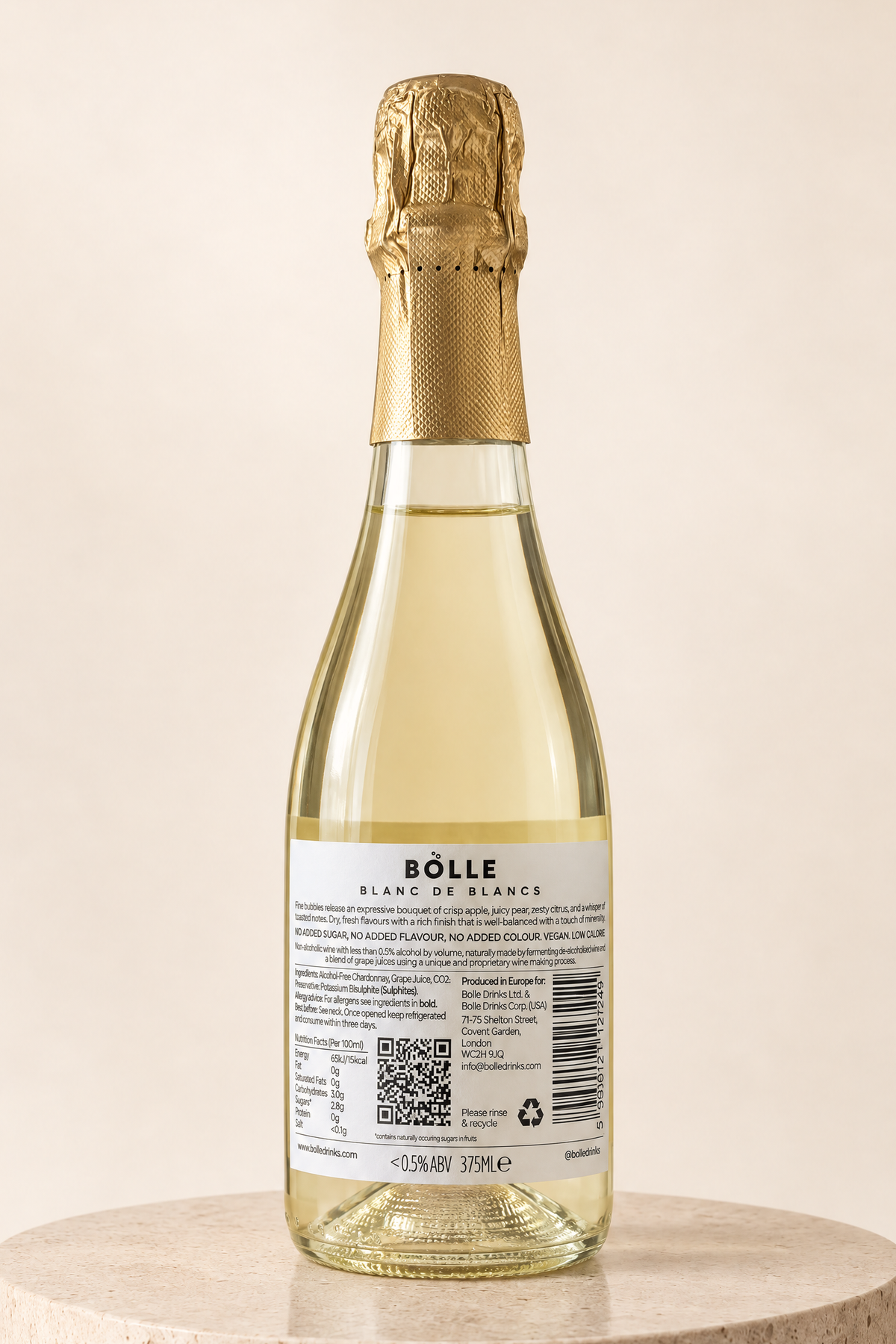 Blanc de Blancs 375ml half bottle bottle, back label