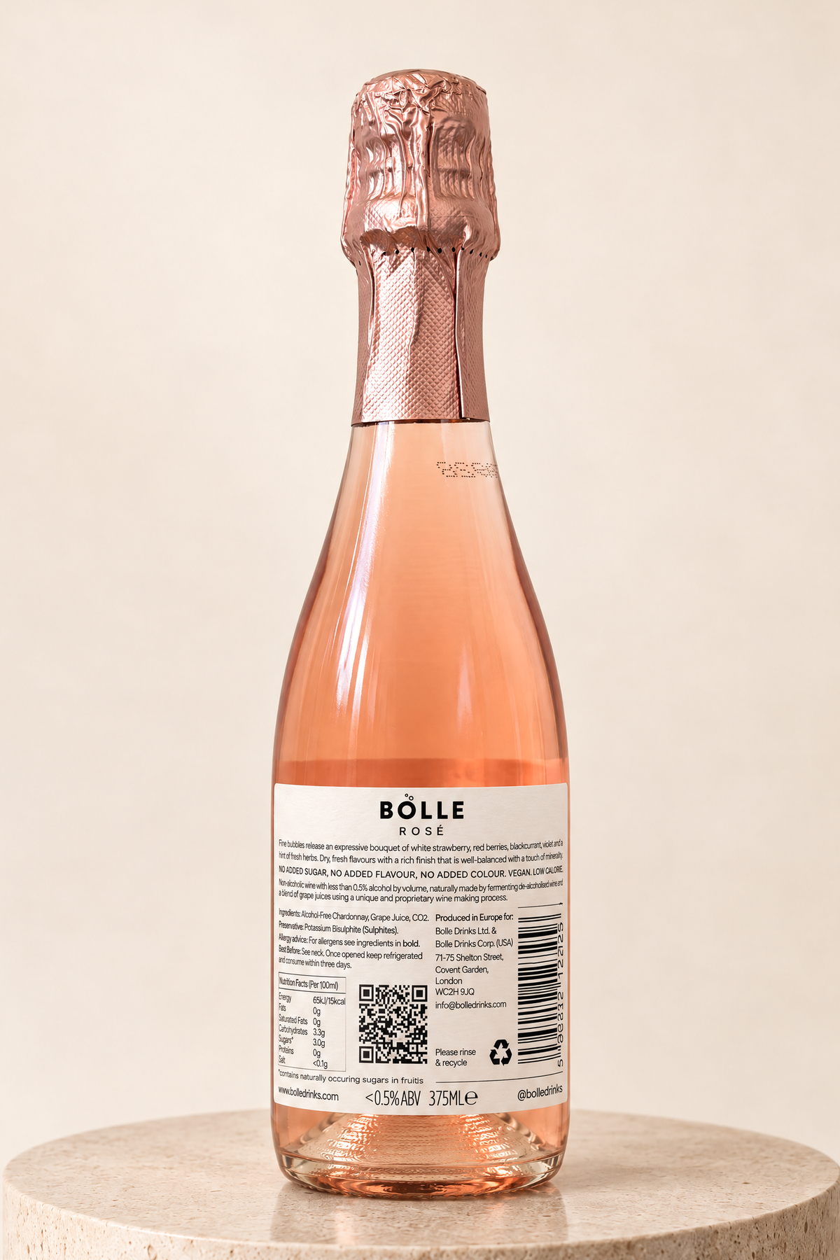 Sparkling Rose 375ml half bottle bottle, back label