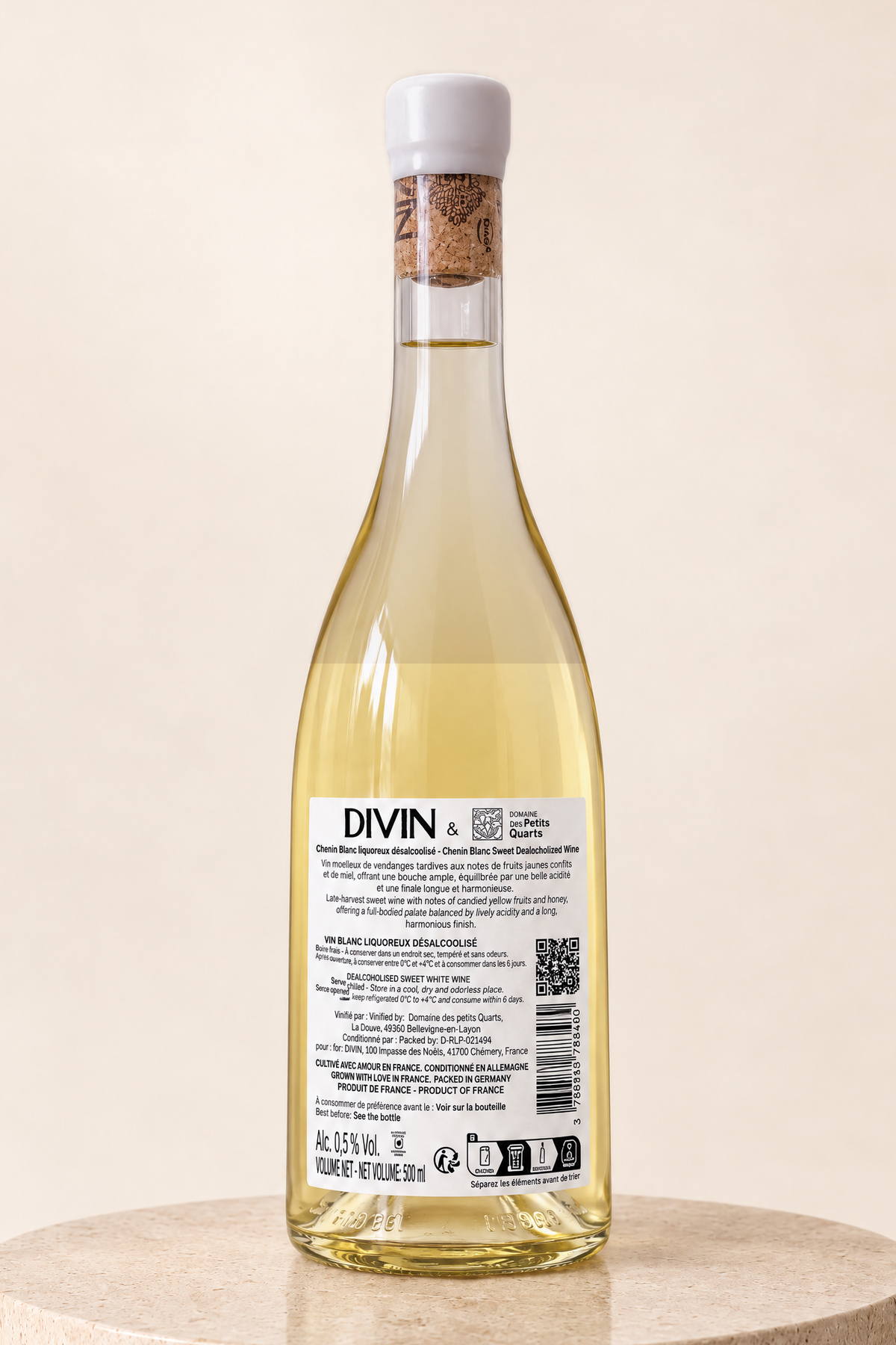 Chenin Moelleux 500ml bottle, back label