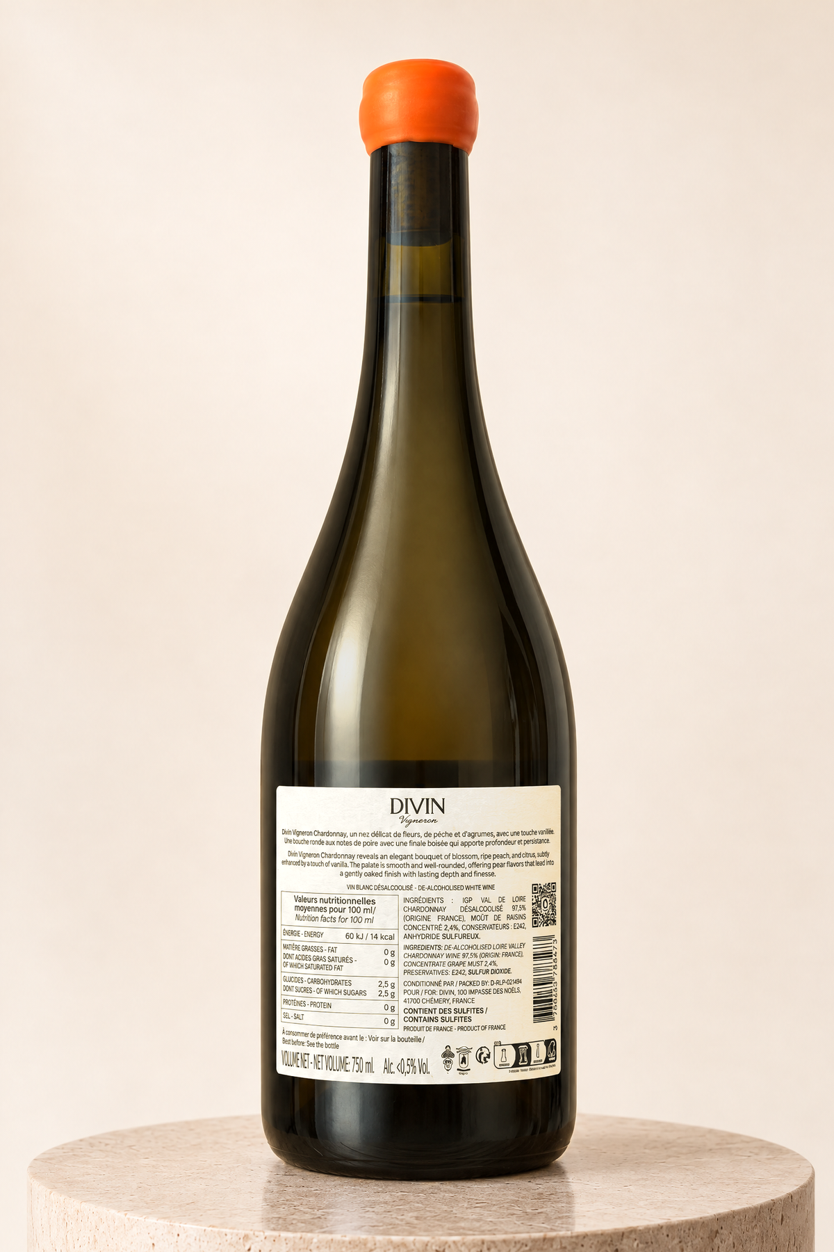 Vigneron Chardonnay 750ml bottle, back label