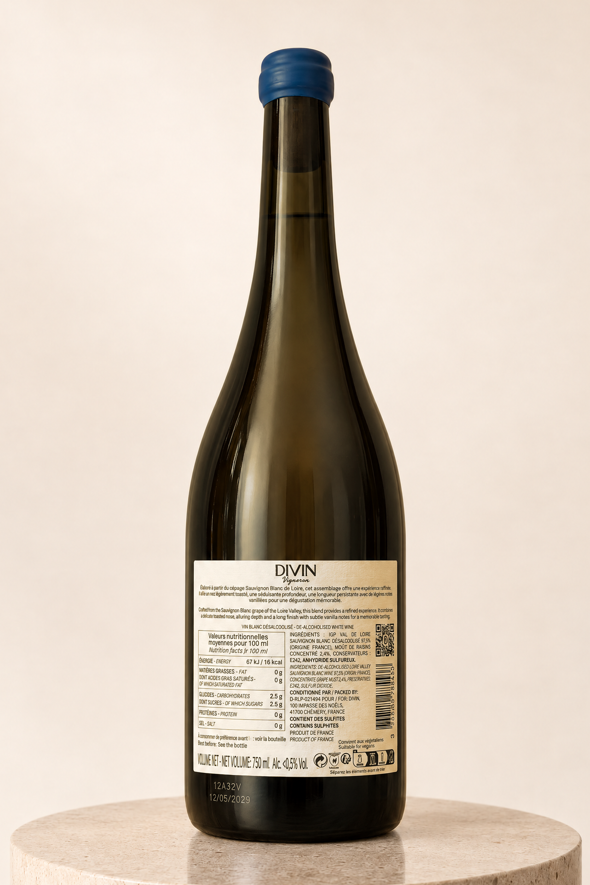 Vigneron Sauvignon Blanc 750ml bottle, back label